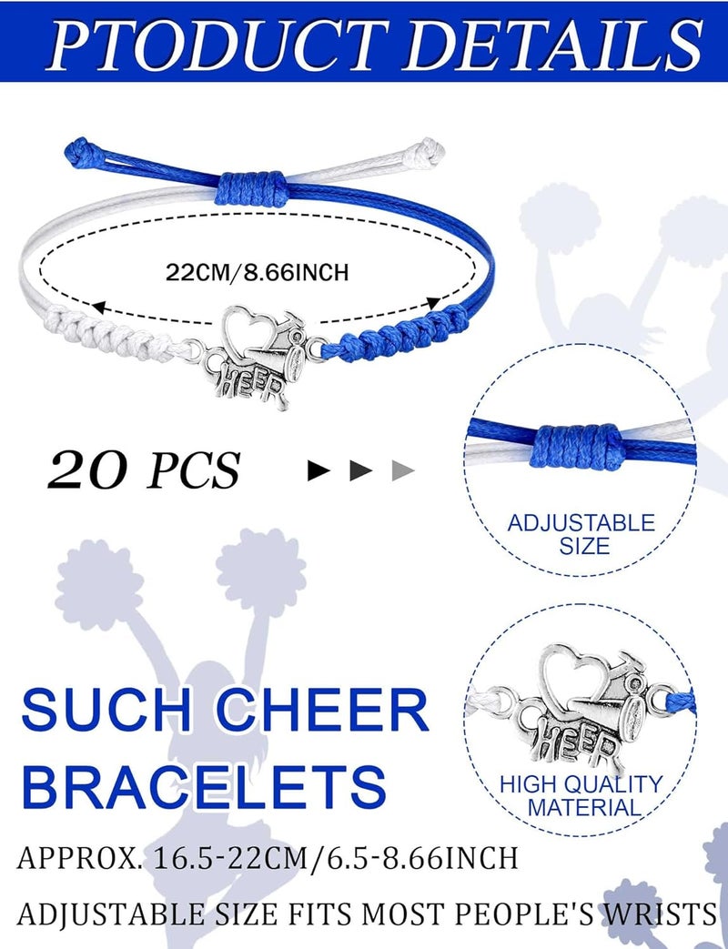 Rtteri 20 Pcs Cheerleader Gifts Cheer Bracelet Girls Charm Bracelet Adjustable Cheerleader Gifts For Cheer Team Jewelry Accessories Bulk - Image 2
